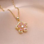 Shiny Zircon Spin Flower Necklace for WomenNC24Y0051