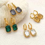 Stainless Steel Emerald Hoop Earrings