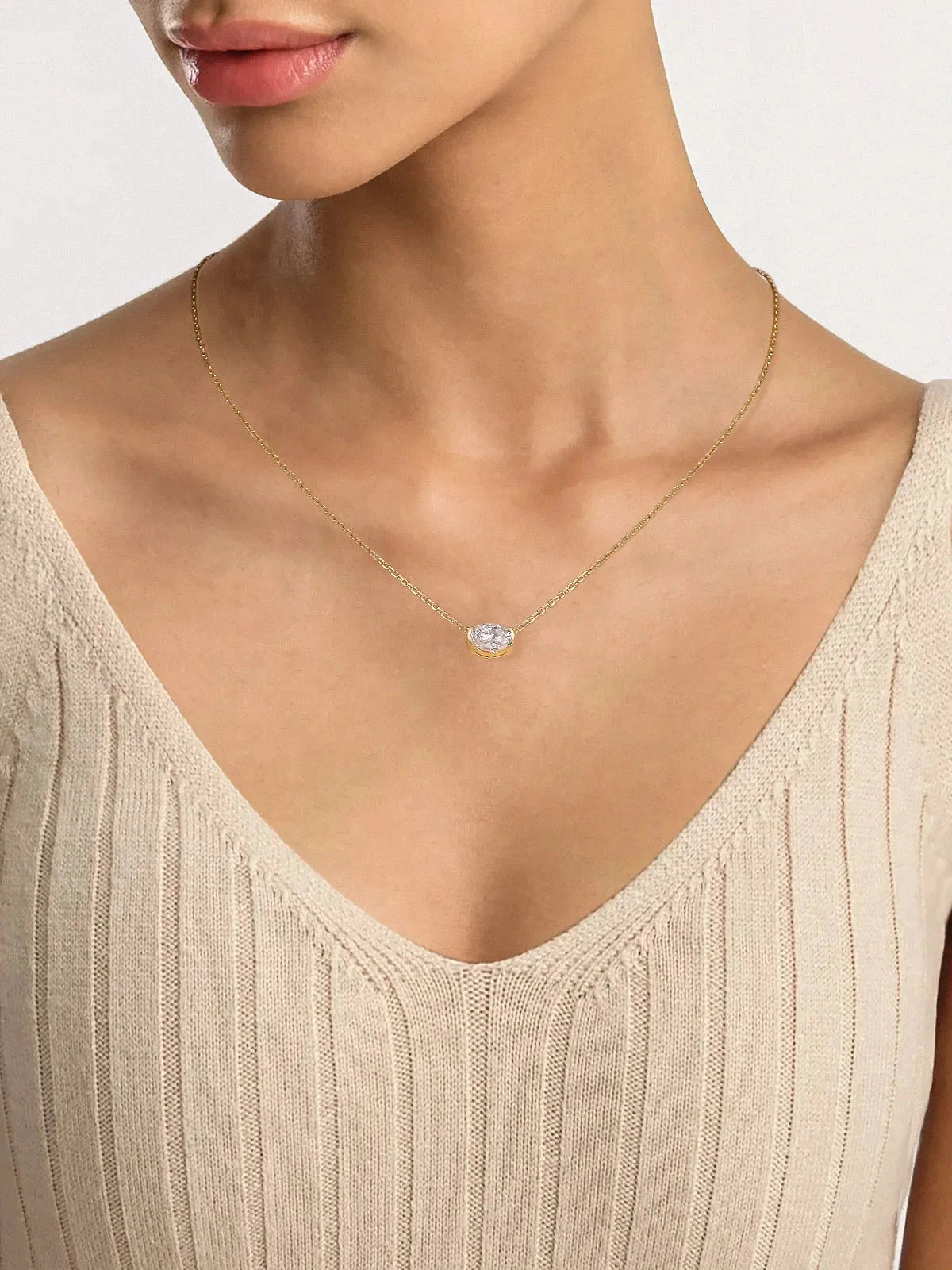 Oval Moissanite Pendant Necklace for Women