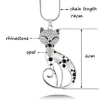 Cute Opal Stone Rhinestone Animal Necklace Pendant Long Necklaces