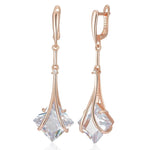 Shiny White Zircon Drop Earrings – 585 Rose GoldWhite
