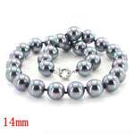 Glamour 10mm Black South Sea Shell Pearl Necklace14mm