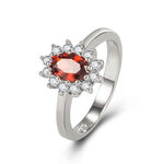 Oval Flower Silver RingRing5silver red