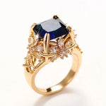 Dark Blue CZ Dazzling Flower Design Ring for Women