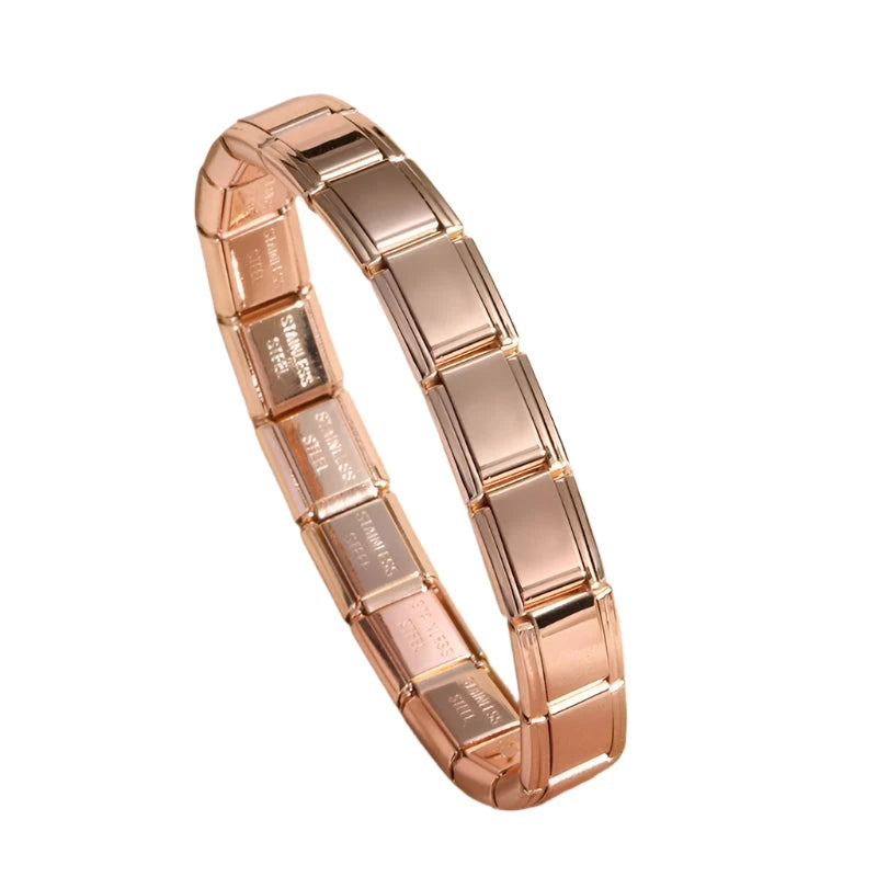 Elastic Italian Stainless Steel BraceletW0002-Rose Gold