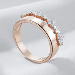 Shiny Natural Zircon Petal Ring – Rose Gold & Silver
