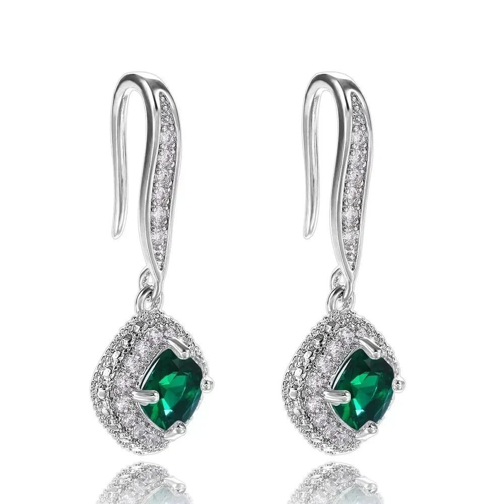 Luxury Green Crystal Drop Earrings – Women's Anniversary GiftE510