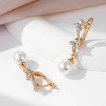 Rose Gold Pearl Dangle Earrings – Natural Zircon Luxury