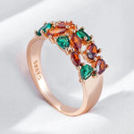 Multi Stone Natural Zircon Rose Gold Rings for Women