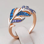 Purple With Blue Natural Zircon Leaf Ring For Women