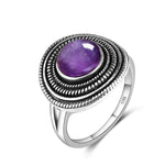 8MM Round Natural Amethyst RingsAmethyst6