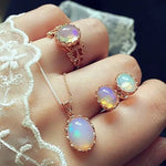 Blue Crystal Ring Necklace Earrings Set Wedding Jewelry Sets