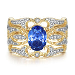 Oval 1.7c Sapphire 925 Sterling Silver Gold Plated RingRing