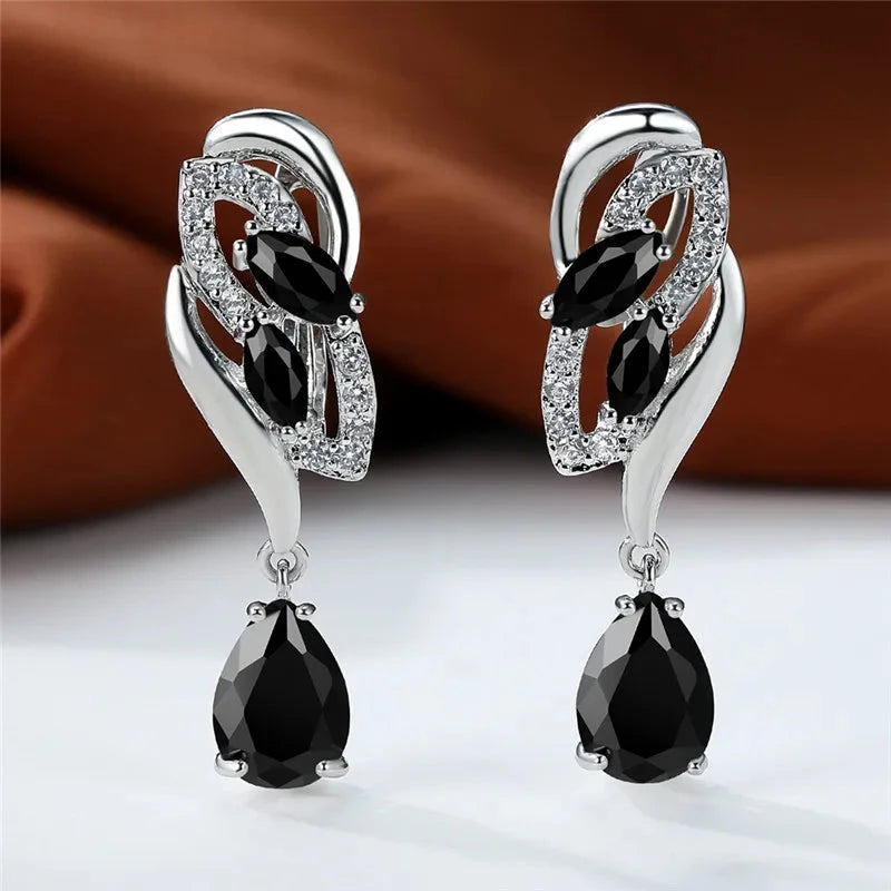 Luxury Crystal Clip Earrings for WomenBlack