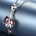 Elegant Natural Red Garnet 925 Silver Pendant Genuine Gemstone