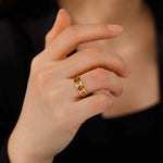 Hollow Sun Moon Ring Stainless Steel Gold Color Women Rings