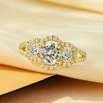 Rrjzz 14K Gold Plated Three Stone CZ Ring