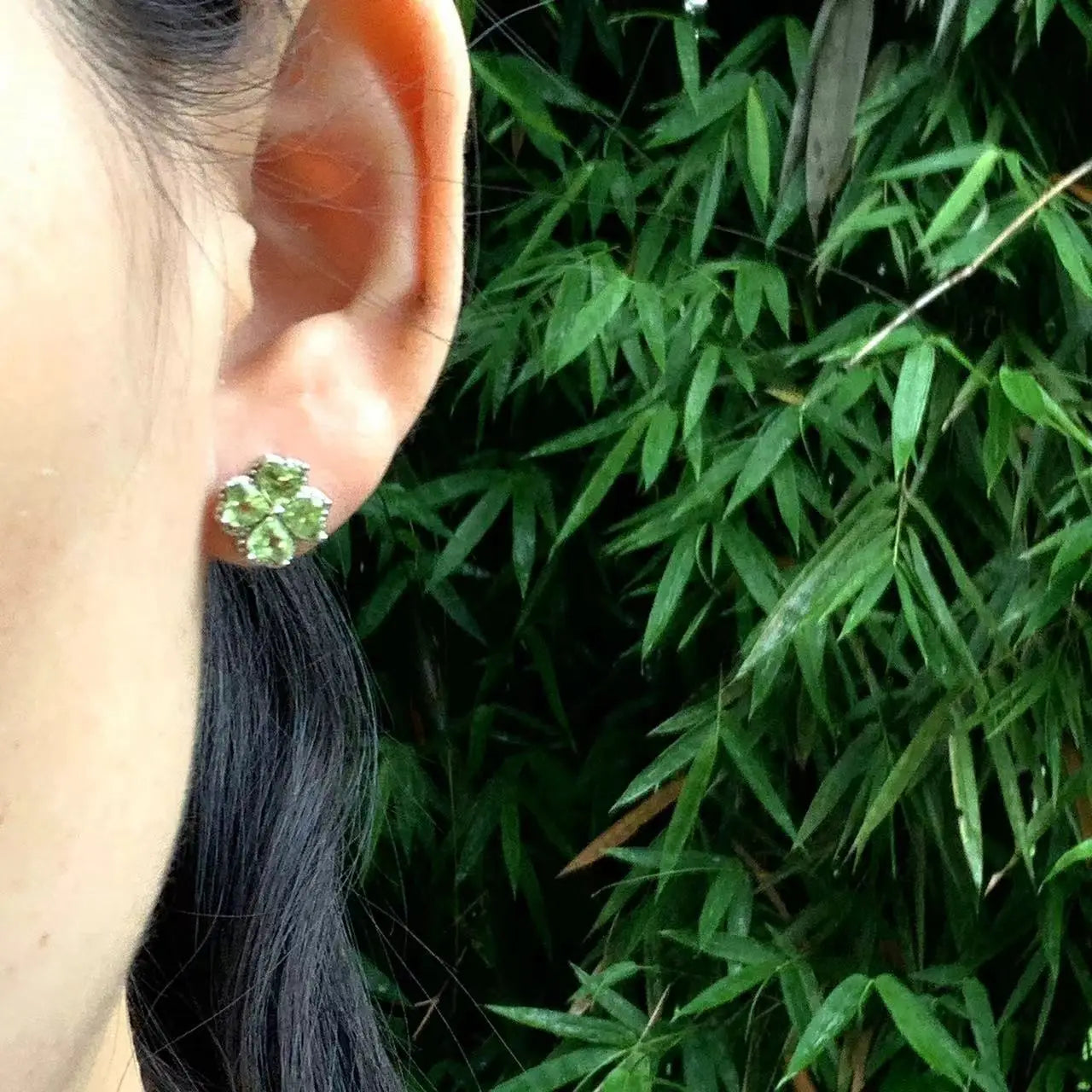 Natural Peridot Stud Earrings For Women