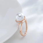 Elegant White Pearl Rose Gold & Silver Ring for Women