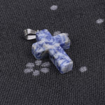 1pcs Fashion Natural Stone Pendant Only CrossSodalite