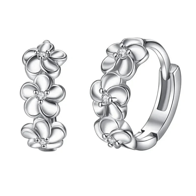 Crystal Flower Hoop Earrings for Women