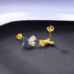 Sapphire 925 Sterling Silver Butterfly Gold Plated Stud EarringsEarrings