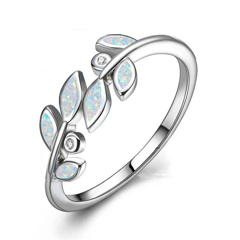 Blue Fire Leaf Ring for WomenWhite7