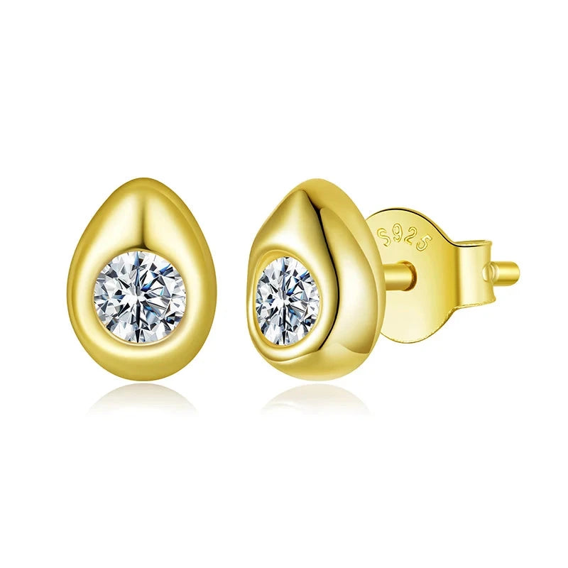 18K Gold Plated Teardrop Moissanite Stud EarringsMSE108