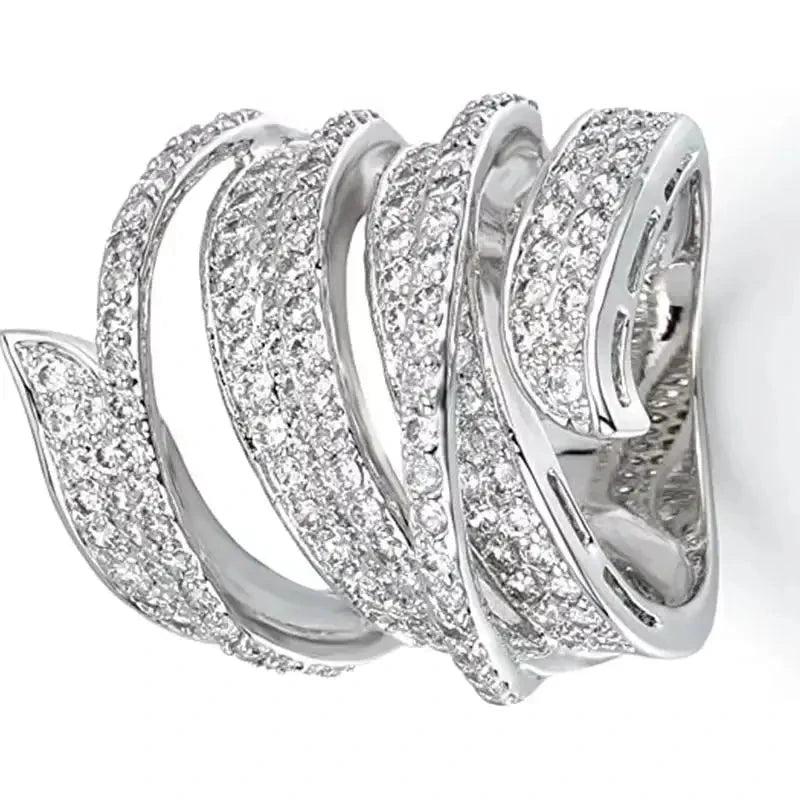 Elegant Multi-Layer Line Design Luxury Ring for Women