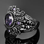 Vintage Jewelry 3ct Amethyst Silver Color Ring Round Cut