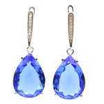 Drop Fire Rainbow Blue Mystic Topaz Sister Silver Pendant EarringsViolet Tanzanite