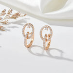 Shiny Natural Zircon Pierced Earrings For Women 585 Rose Gold