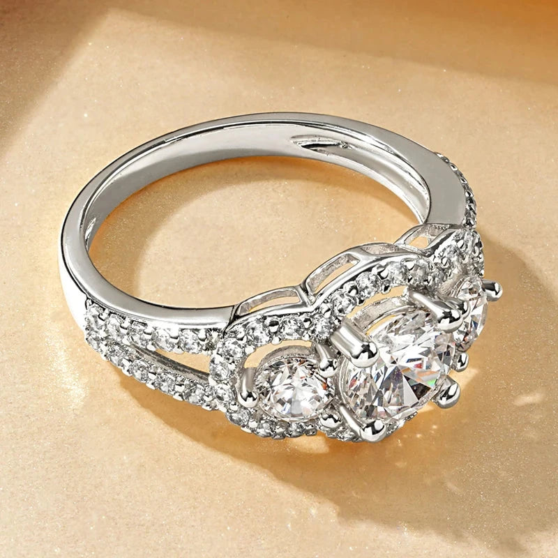 Rrjzz 14K Gold Plated Three Stone CZ Ring