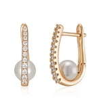 Women's Pearl Earrings Sparkling Natural ZirconROSE GOLD COLORCHINA