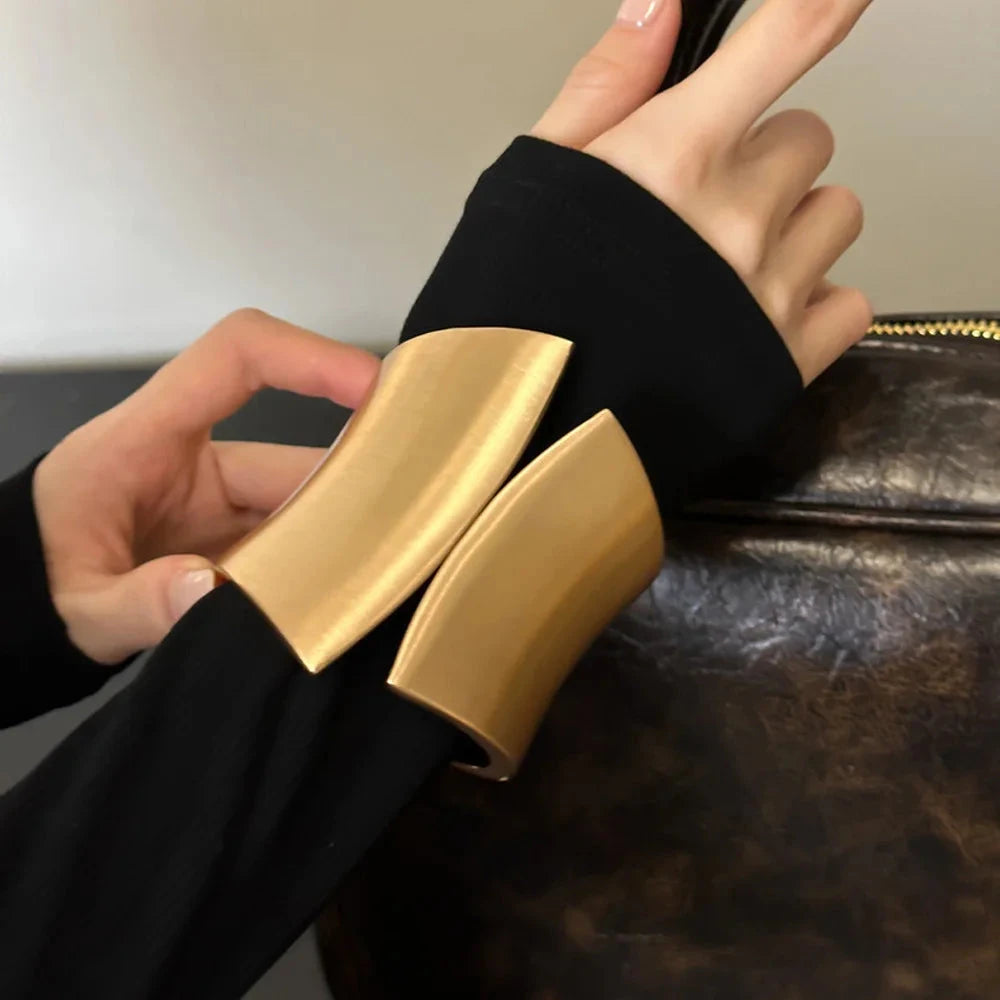 Wide Asymmetric Punk Bangle – Steampunk Femme Jewelry