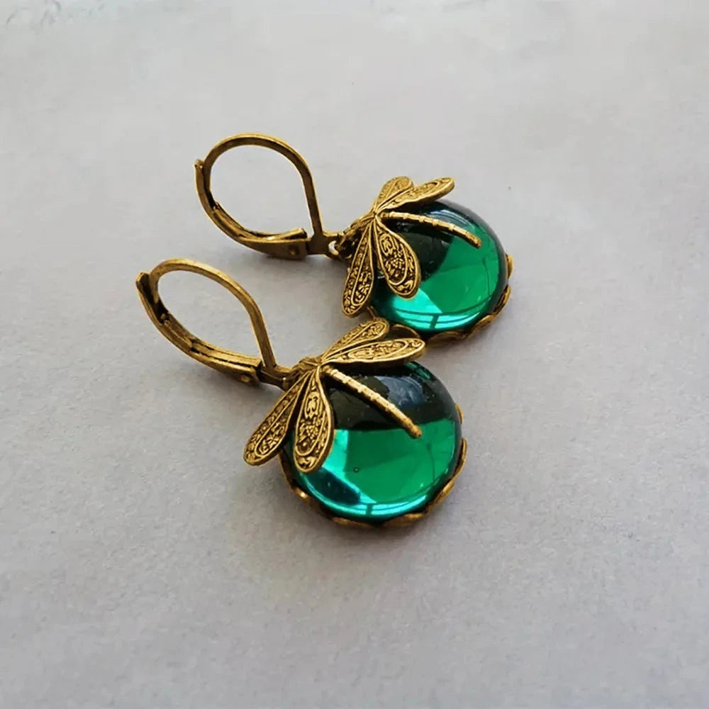 Moonlight Stone Dragonfly Earrings – European & American Style