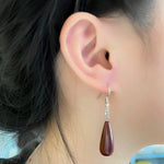 Natural Stone Dangle Earrings For Women Drop Pendant Apatite Speckled Stone Stainless Steel Earrings Wedding Jewelry WholesaleRed Stone