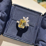 Luxury Yellow Cubic Zirconia Square Ring for Women
