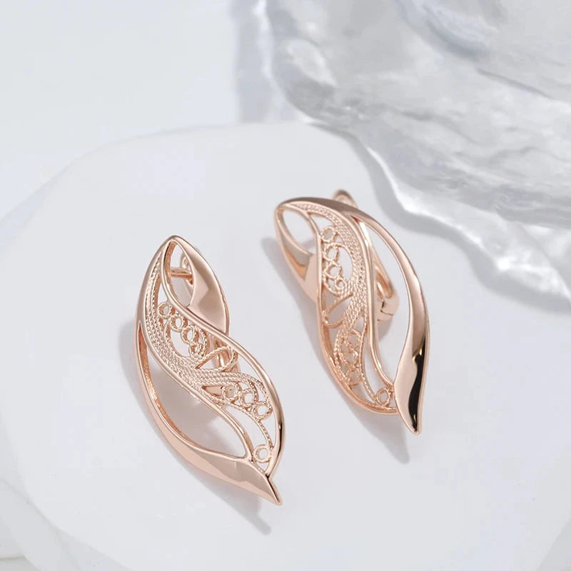 Glossy Hollow Dangle Earrings for Women – Rose Gold Ethnic Bridal Jewelry