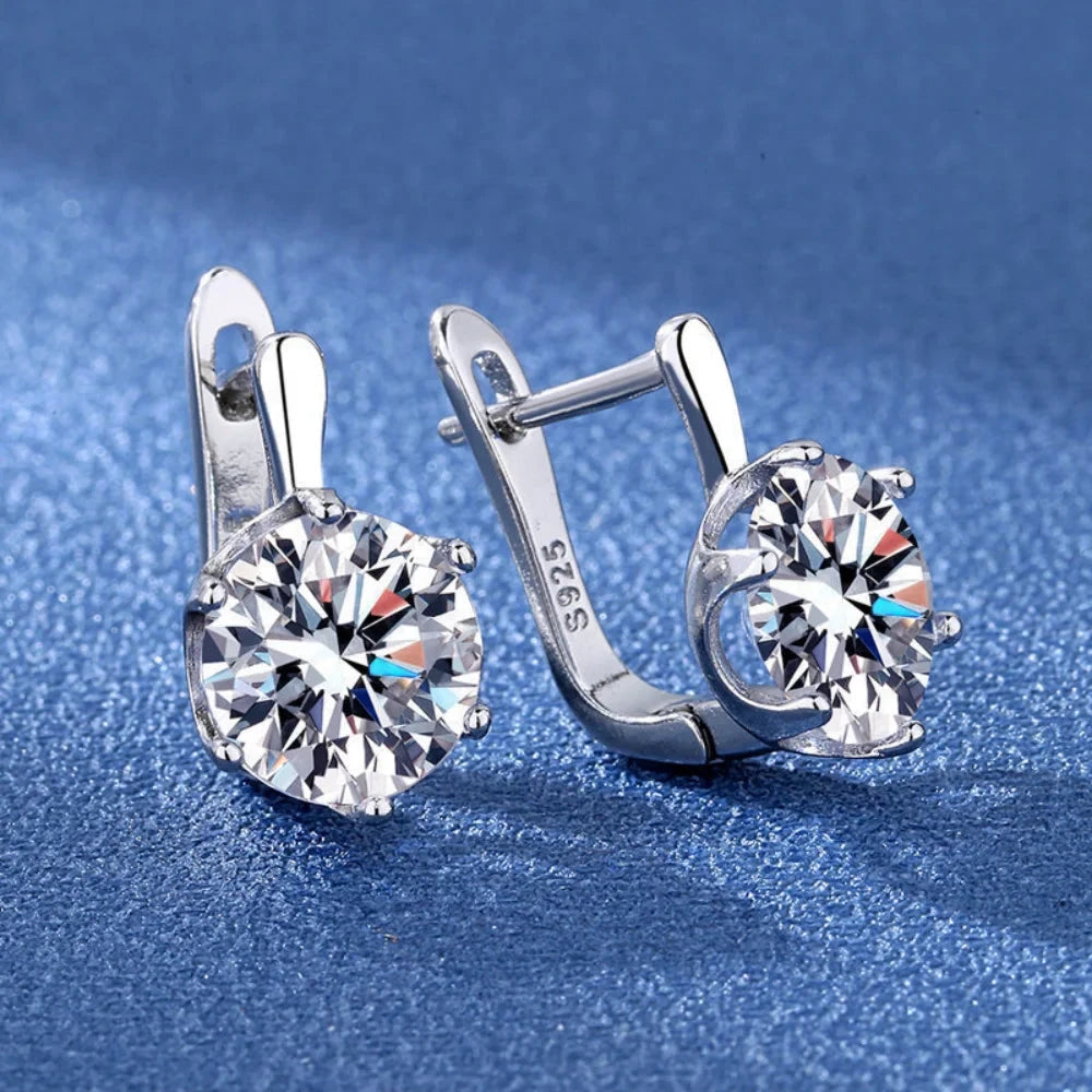 Elegant 925 Sterling Gold Zircon EarringsSilver