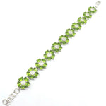 14x14mm Princess Cut Women Green Peridot Daily Wear Silver Bracelet 8.0-8.5inchinch