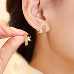 Opal Stone Bamboo Shaped Stud EarringsEarrings