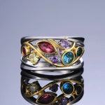 Two-Tone Colorful Stone Women’s Ring