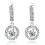 Brilliant Round Cut Cubic Zirconia Drop Earrings for WomenSilver Platedwhite