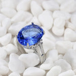 Fashion for Women Crystal Blue Stone Ring 925 Sterling Silver Love Round Zircon