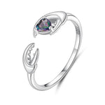 WOSTU 925 Sterling Silver Pisces Zodiac Open Ring Aries Sagittarius Cancer Lucky for Women Birthday Fine Jewelry GiftFIR1152-E