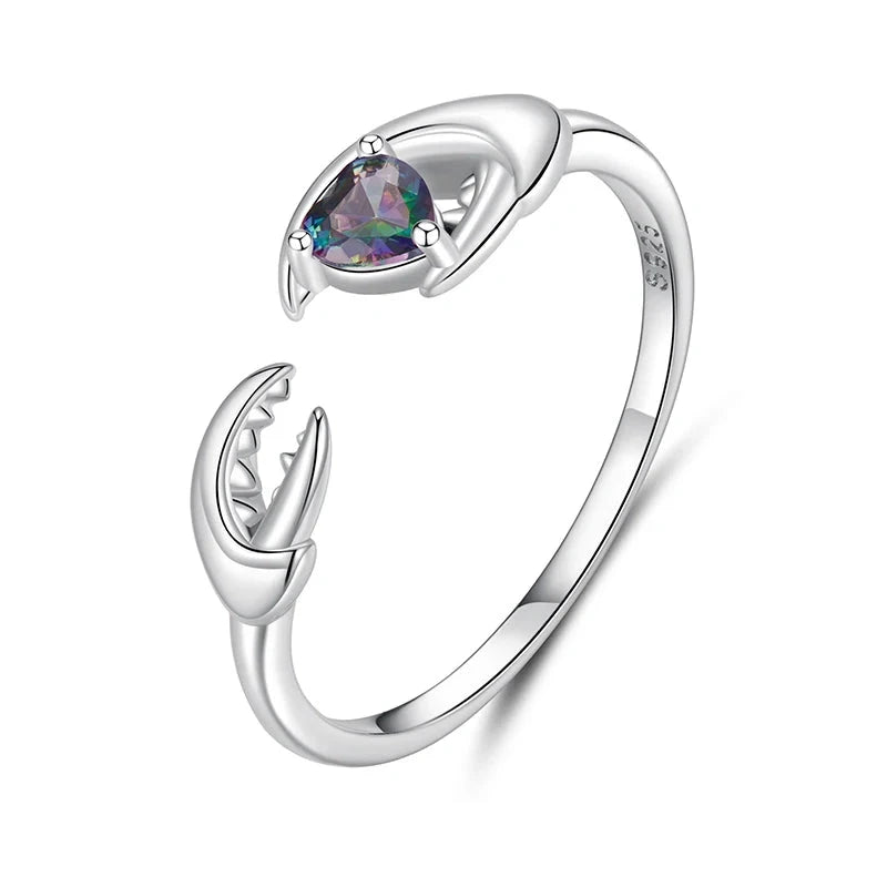 WOSTU 925 Sterling Silver Pisces Zodiac Open Ring Aries Sagittarius Cancer Lucky for Women Birthday Fine Jewelry GiftFIR1152-E