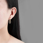 Double Loop Geometric Zircon Earrings for Women
