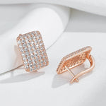 Rose Gold Square Natural Zircon Earrings for Women