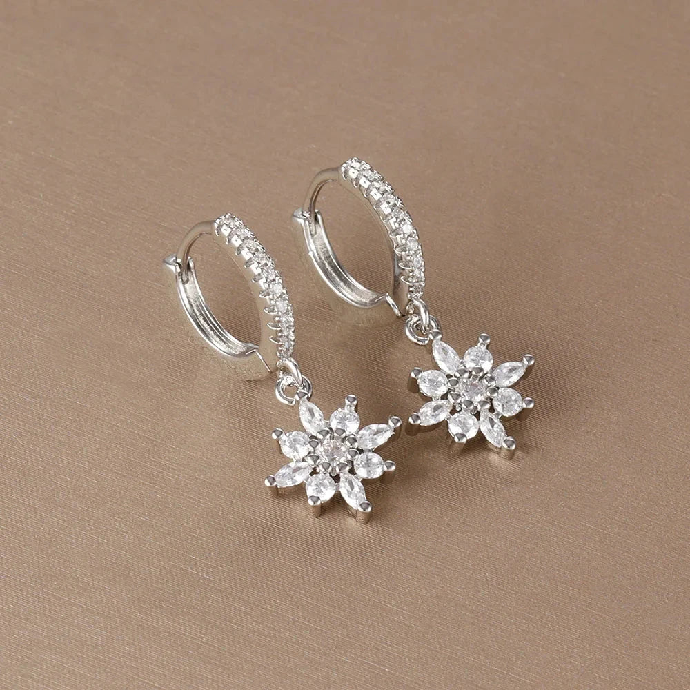 Luxury Stainless Steel Star Dangle Earrings For Womensilver-white-2PCS